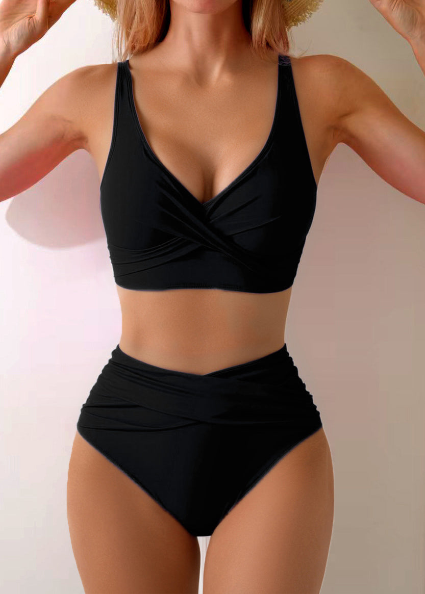 Women's One Piece Swimsuit V Neck Cross Wrap Design 2