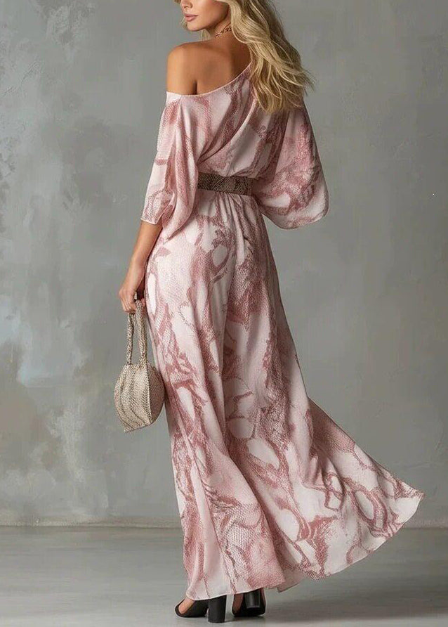 Women's One Shoulder Jumpsuit Asymmetrical Print Flare Sleeve 2
