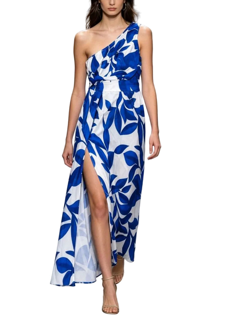 Women's One Shoulder Long Dress Printed 0