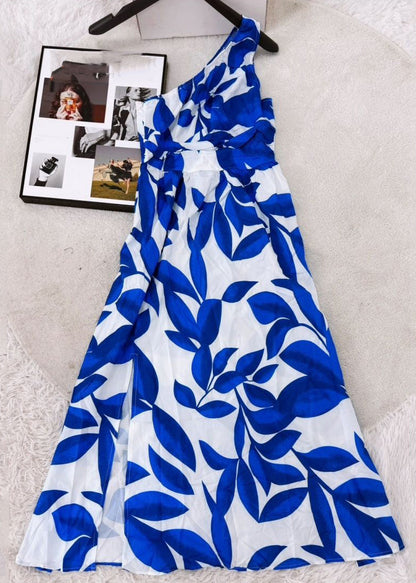 Women's One Shoulder Long Dress Printed 1