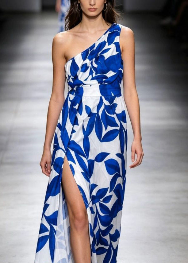 Women's One Shoulder Long Dress Printed 2