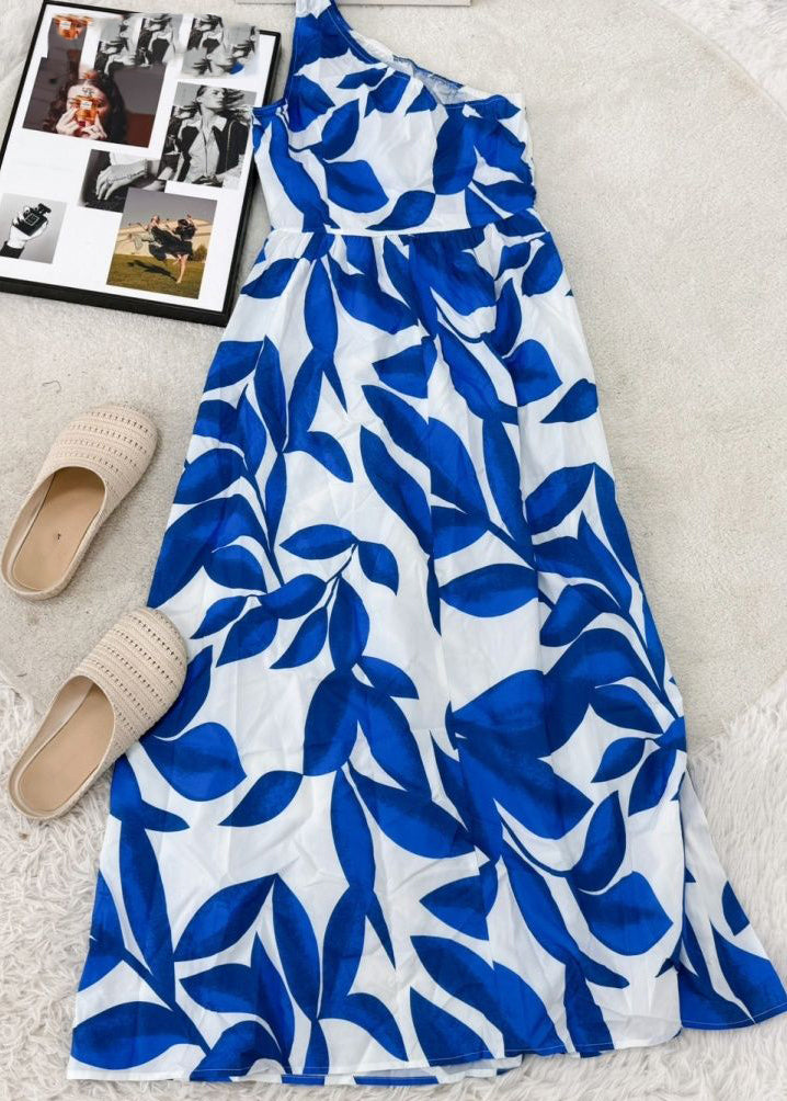Women's One Shoulder Long Dress Printed 3