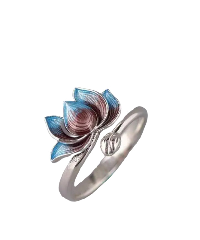 Women's Open Ring Retro Lotus Design 0