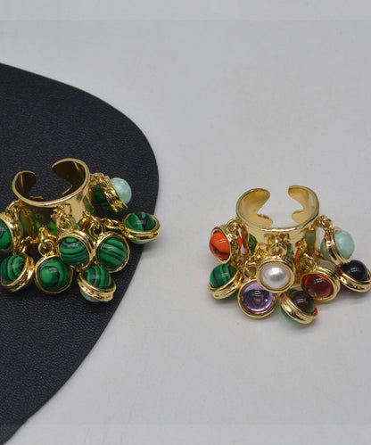 Women's Open Ring Vintage Style Emerald Tone 0