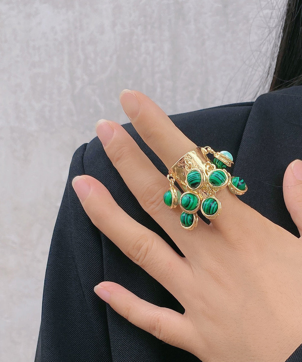 Women's Open Ring Vintage Style Emerald Tone 1