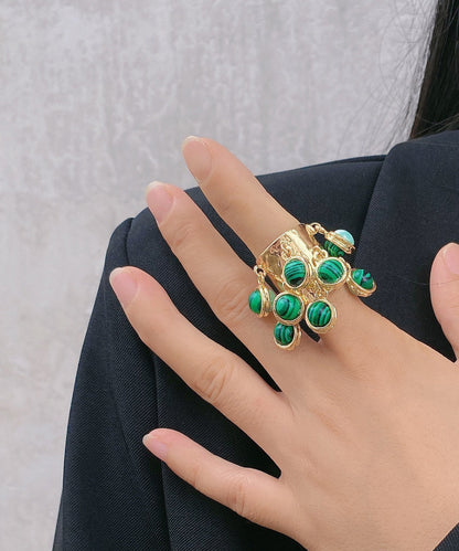 Women's Open Ring Vintage Style Emerald Tone 1