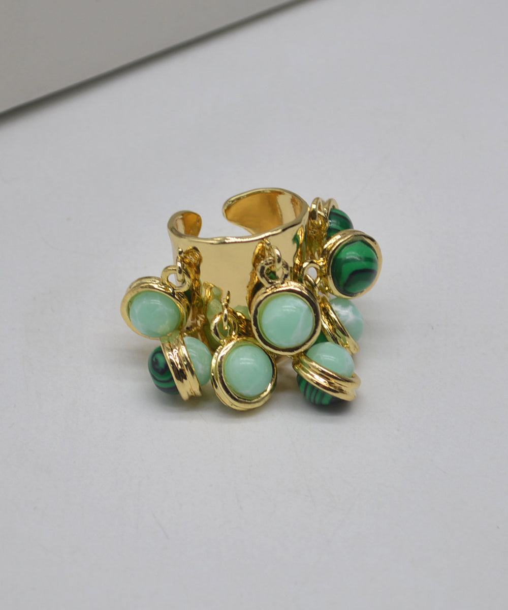 Women's Open Ring Vintage Style Emerald Tone 3