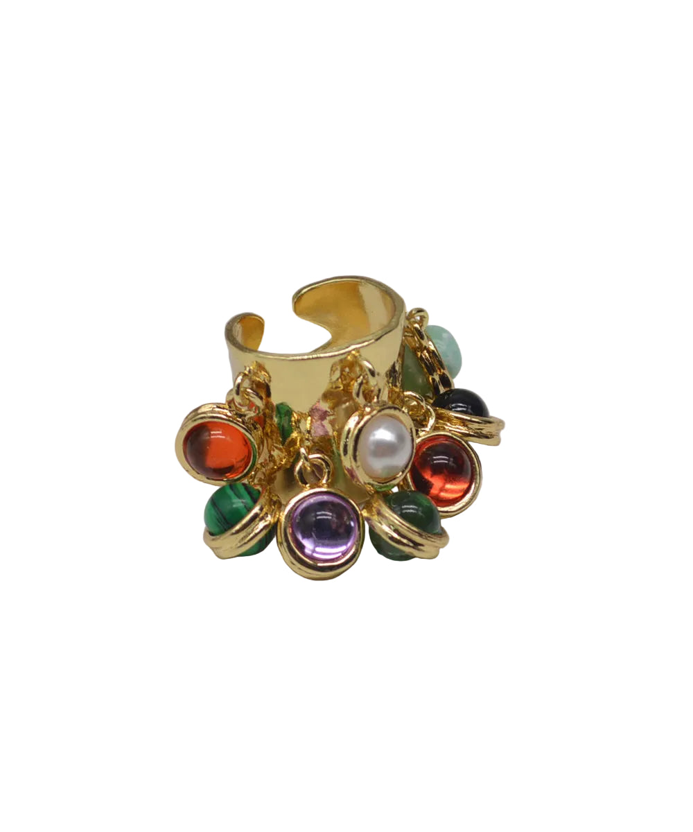 Women's Open Ring Vintage Style Emerald Tone 4
