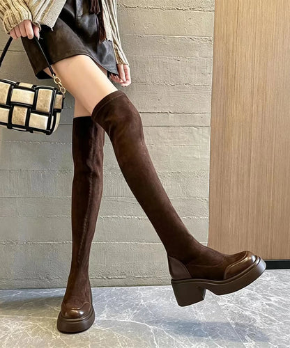 Women's Over The Knee Boots Chunky Heel Retro Style 2