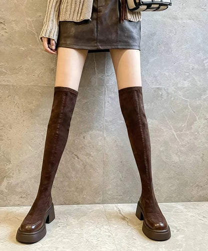 Women's Over The Knee Boots Chunky Heel Retro Style 3