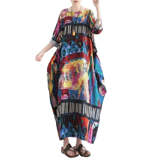 Women's Oversize Caftan Dress Printed for Fall 0