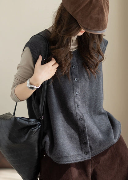 Women's Oversized Button Knit Short Vest 1