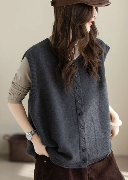 Women's Oversized Button Knit Short Vest 2