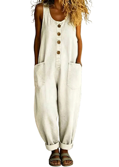 Women's Oversized Denim Jumpsuit Vintage Style 0