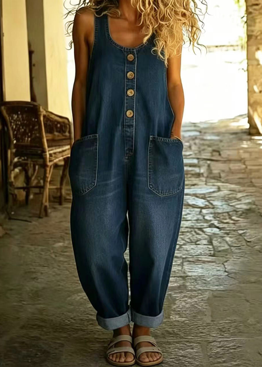 Women's Oversized Denim Jumpsuit Vintage Style 4