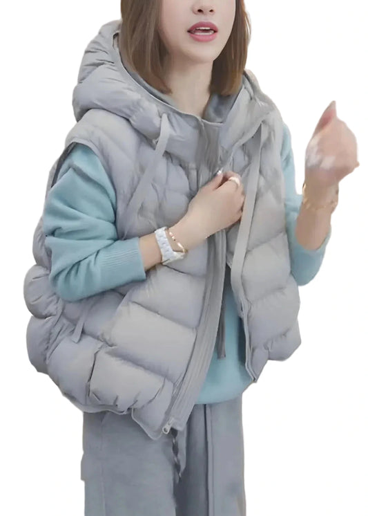 Women's Oversized Hooded Puffer Vest Plus Size Winter Outerwear 0