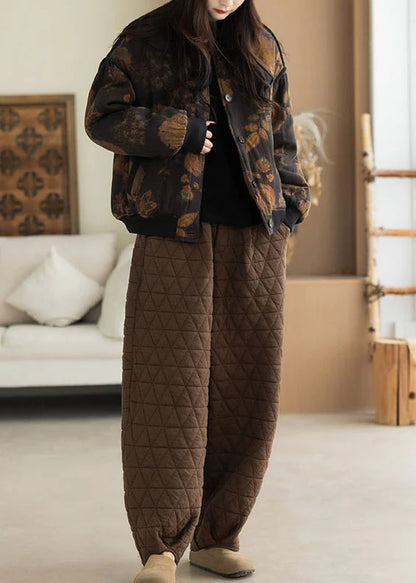 Women's Oversized Jacket Leaf Print Winter Style 2