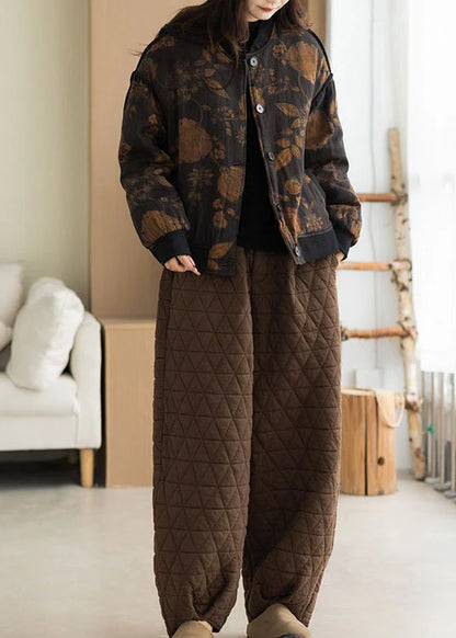 Women's Oversized Jacket Leaf Print Winter Style 3