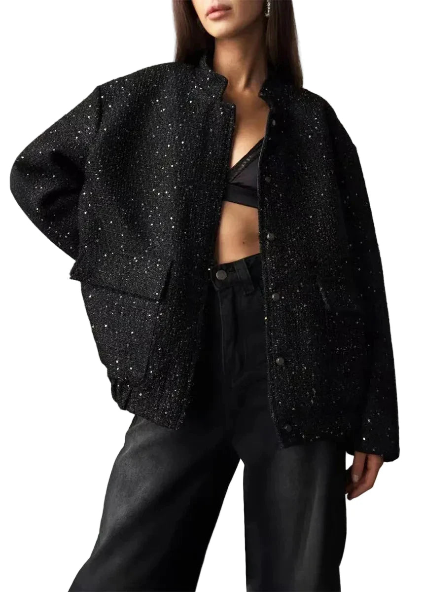 Women's Oversized Jacket Stand Collar Casual Style 0