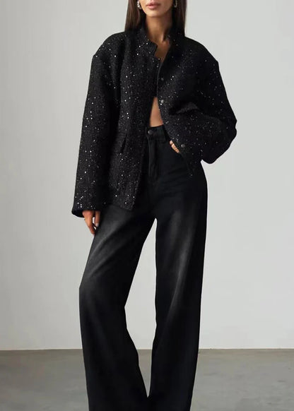 Women's Oversized Jacket Stand Collar Casual Style 1