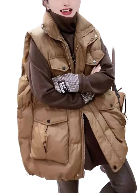 Women's Oversized Puffer Vest Casual Winter Outerwear 0