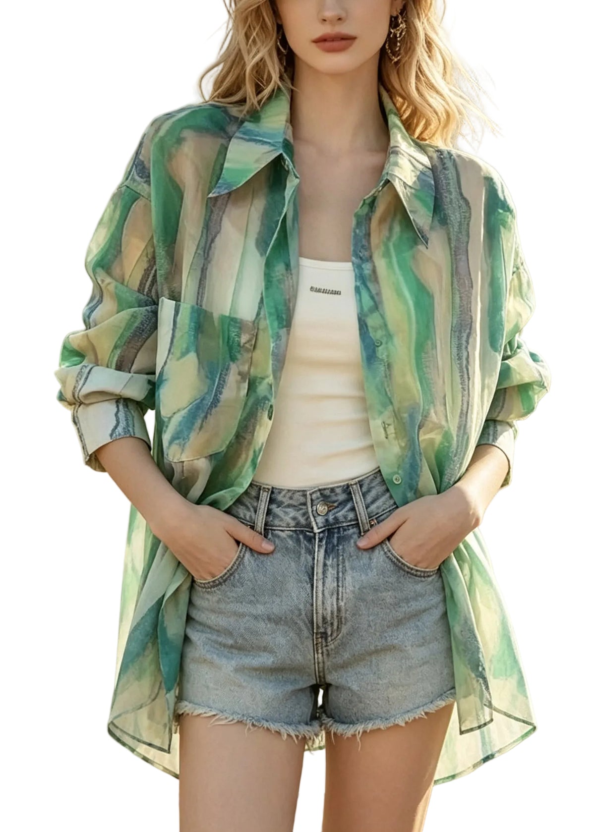 Women's Oversized Shirt Casual Tie Dye Summer Style 0