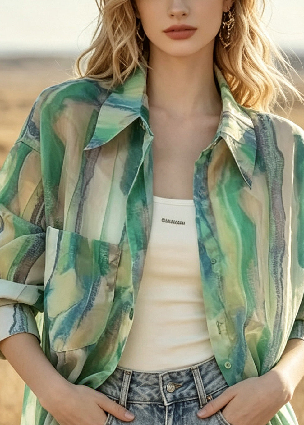 Women's Oversized Shirt Casual Tie Dye Summer Style 1