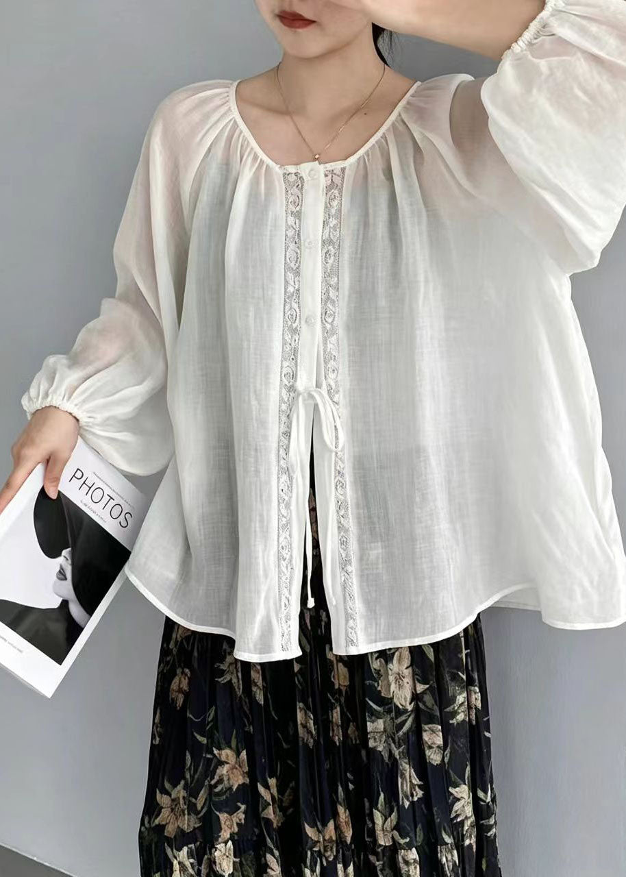 Women's Oversized Shirt Top Lace-Up Summer Style 1