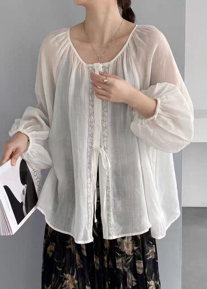 Women's Oversized Shirt Top Lace-Up Summer Style 2