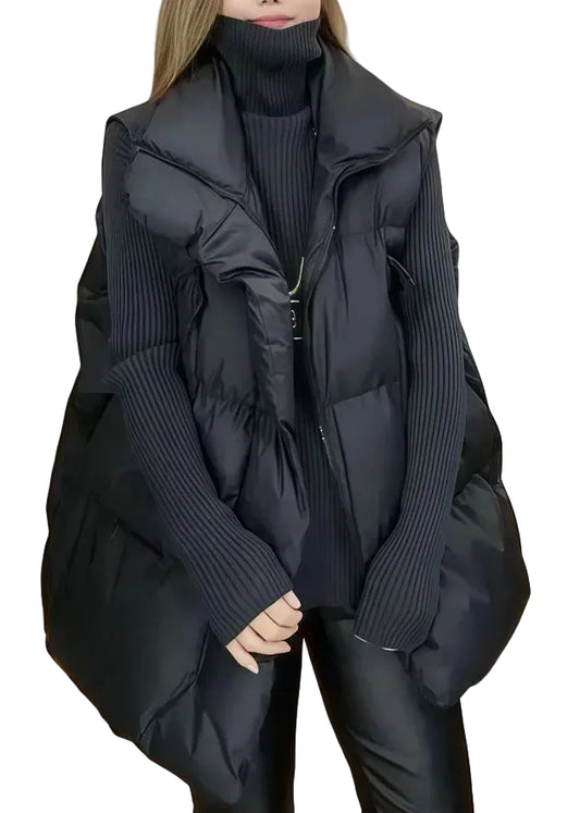 Women's Oversized Vest Stand Collar Loose Fit 0