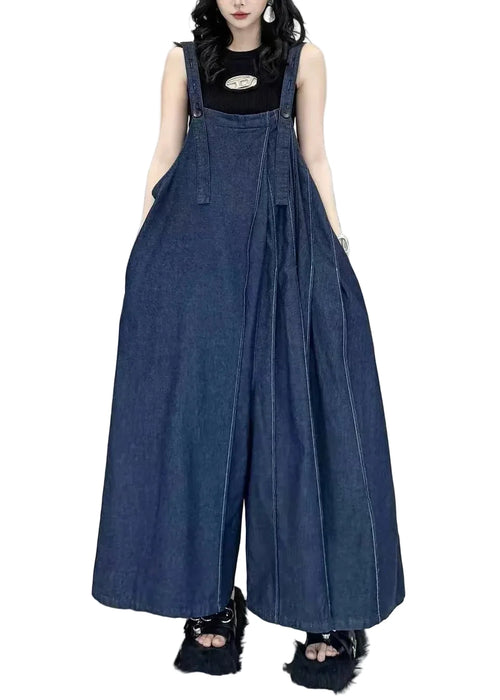 Women's Oversized Wide Leg Denim Jumpsuit Casual Style 0