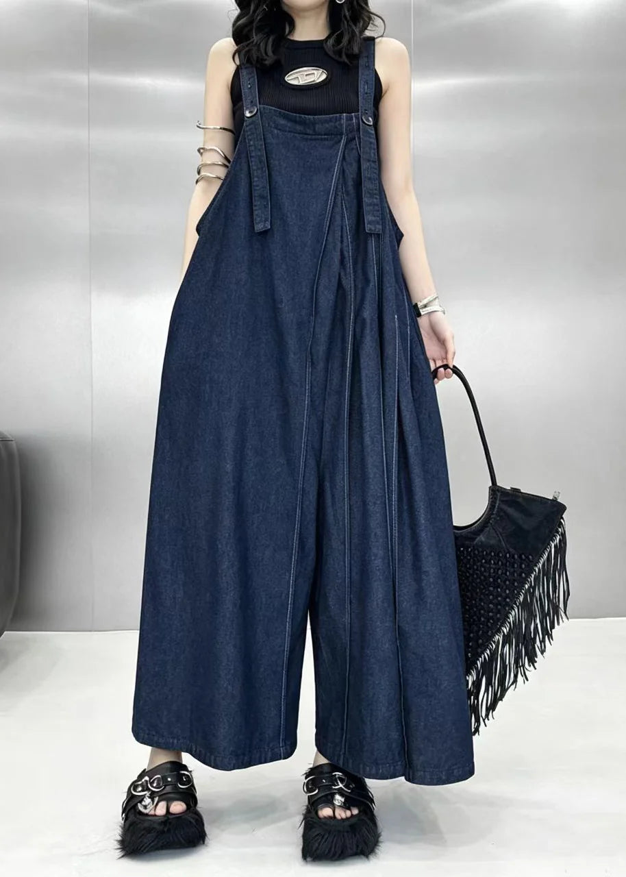 Women's Oversized Wide Leg Denim Jumpsuit Casual Style 1