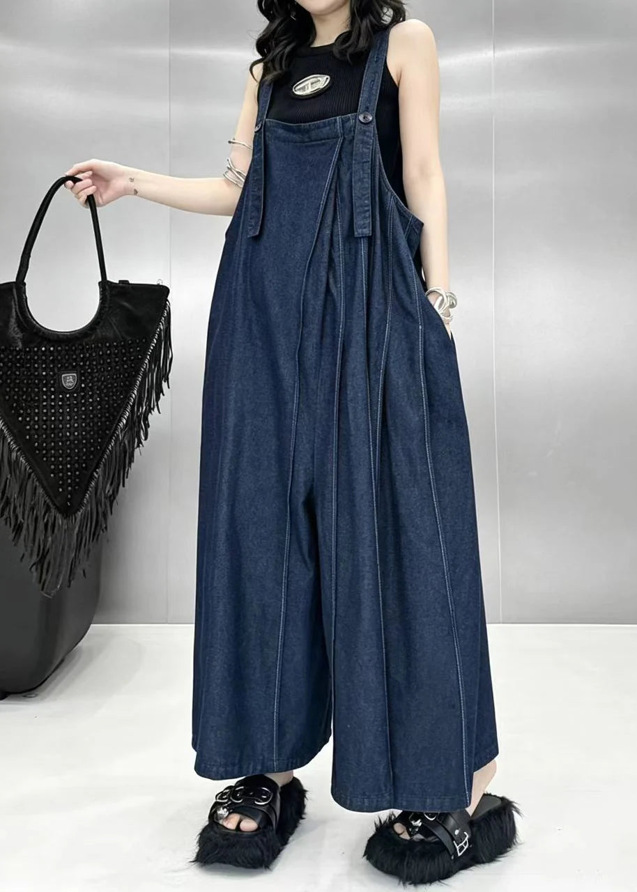 Women's Oversized Wide Leg Denim Jumpsuit Casual Style 2