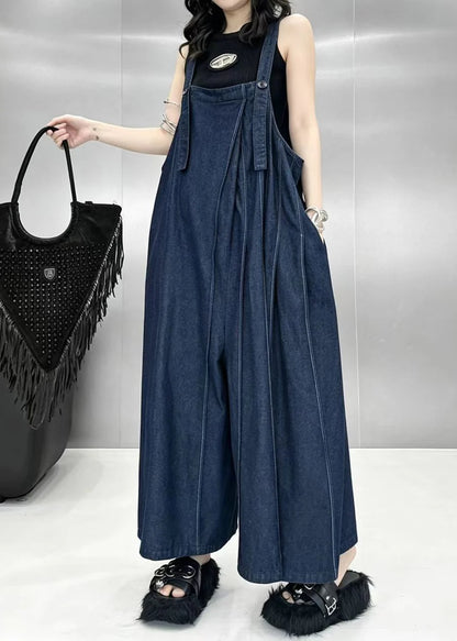 Women's Oversized Wide Leg Denim Jumpsuit Casual Style 2