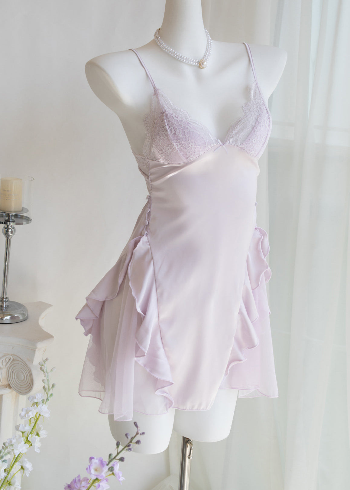 Women's Pajama Set Patchwork Ruffled Style 3