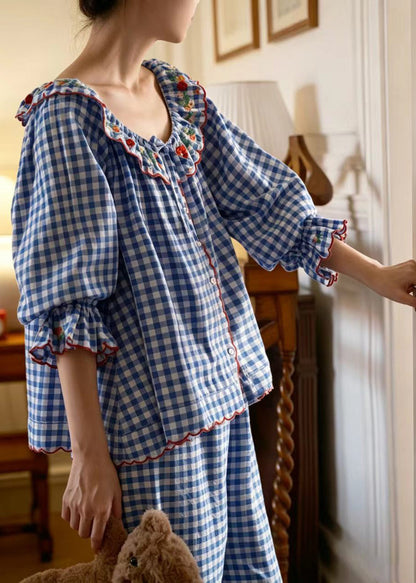 Women's Pajama Sets Plaid Long Sleeve Two-Piece 0