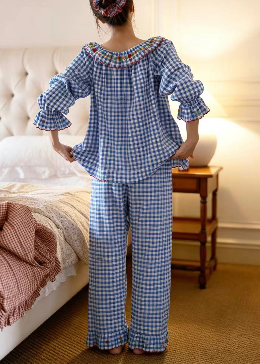 Women's Pajama Sets Plaid Long Sleeve Two-Piece 2
