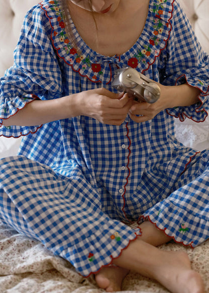 Women's Pajama Sets Plaid Long Sleeve Two-Piece 4