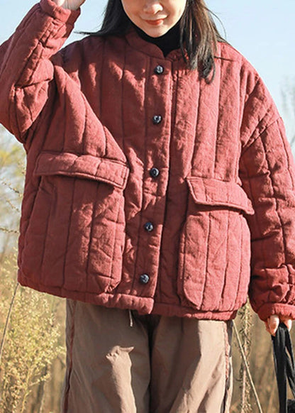 Women's Parka Loose Fit Patchwork Button Front 0