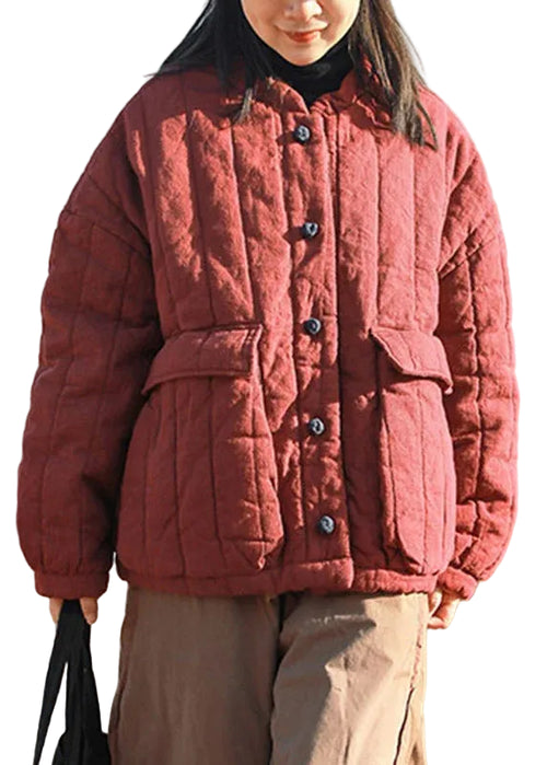 Women's Parka Loose Fit Patchwork Button Front 1