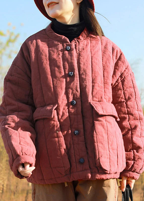 Women's Parka Loose Fit Patchwork Button Front 2