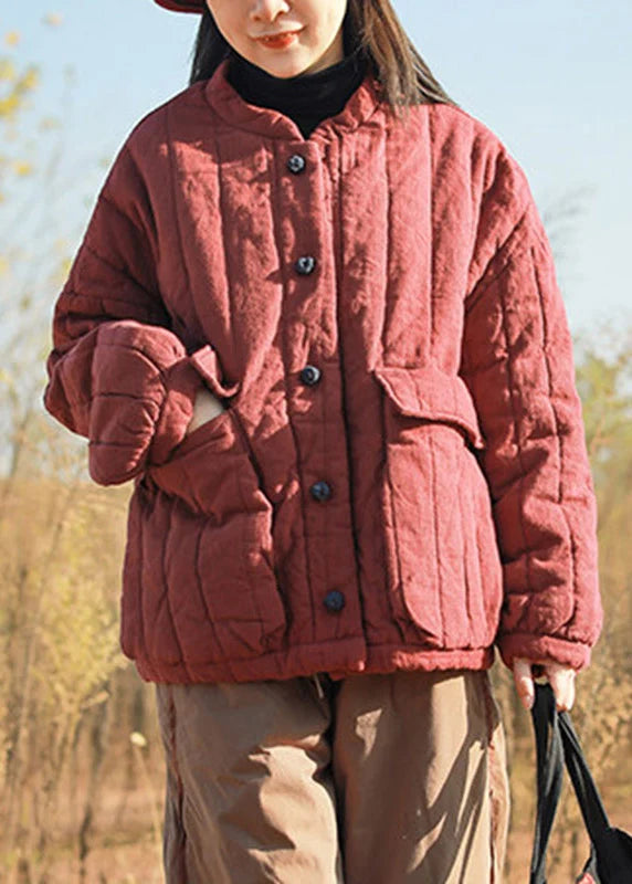 Women's Parka Loose Fit Patchwork Button Front 3