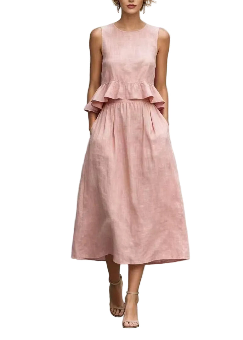 Women's Party Dress O-Neck Ruffled Summer Style 0