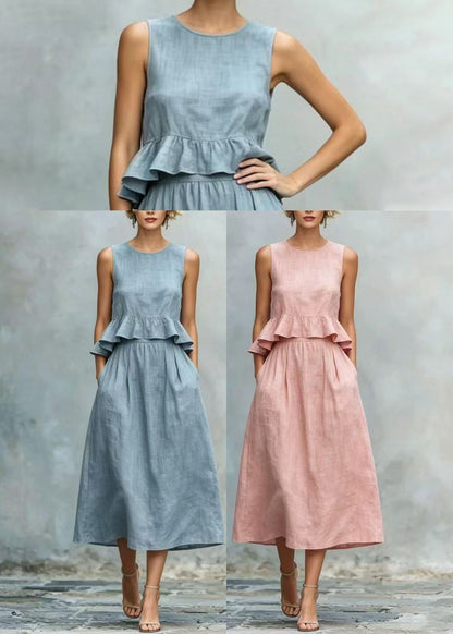 Women's Party Dress O-Neck Ruffled Summer Style 4