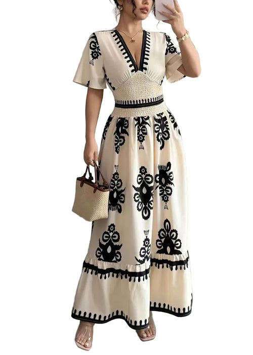 Women's Party Dress V Neck Printed Short Sleeve 0