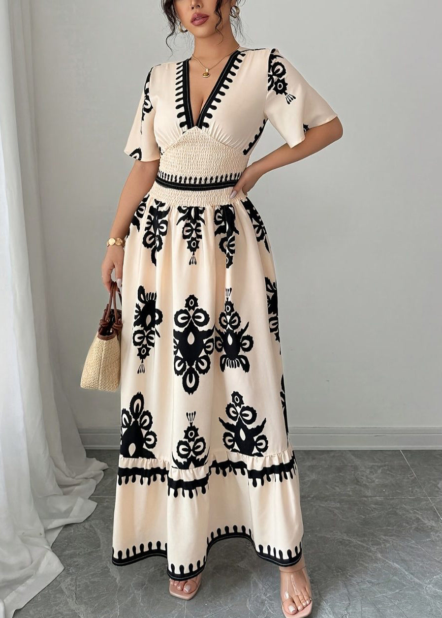 Women's Party Dress V Neck Printed Short Sleeve 1