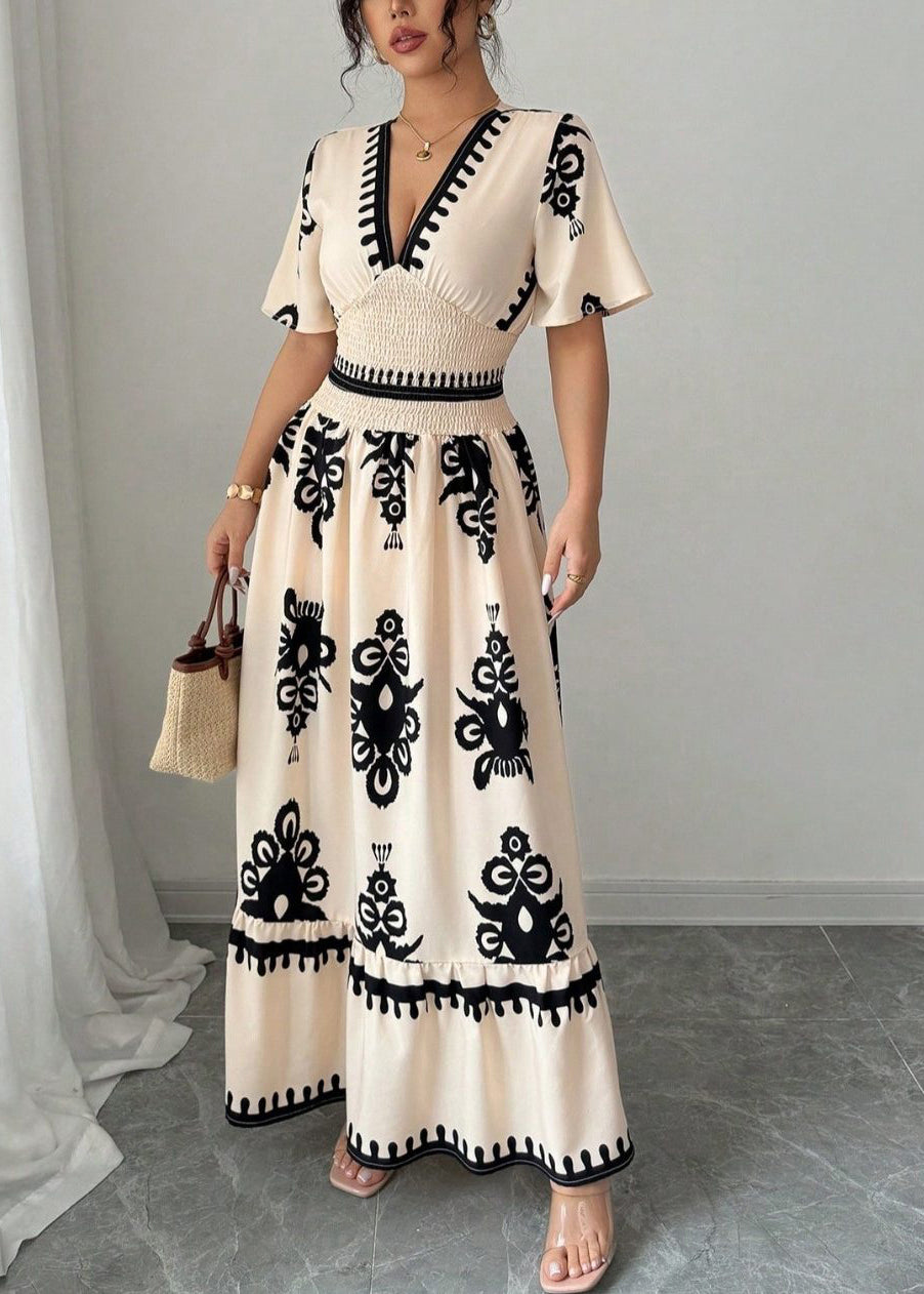 Women's Party Dress V Neck Printed Short Sleeve 2