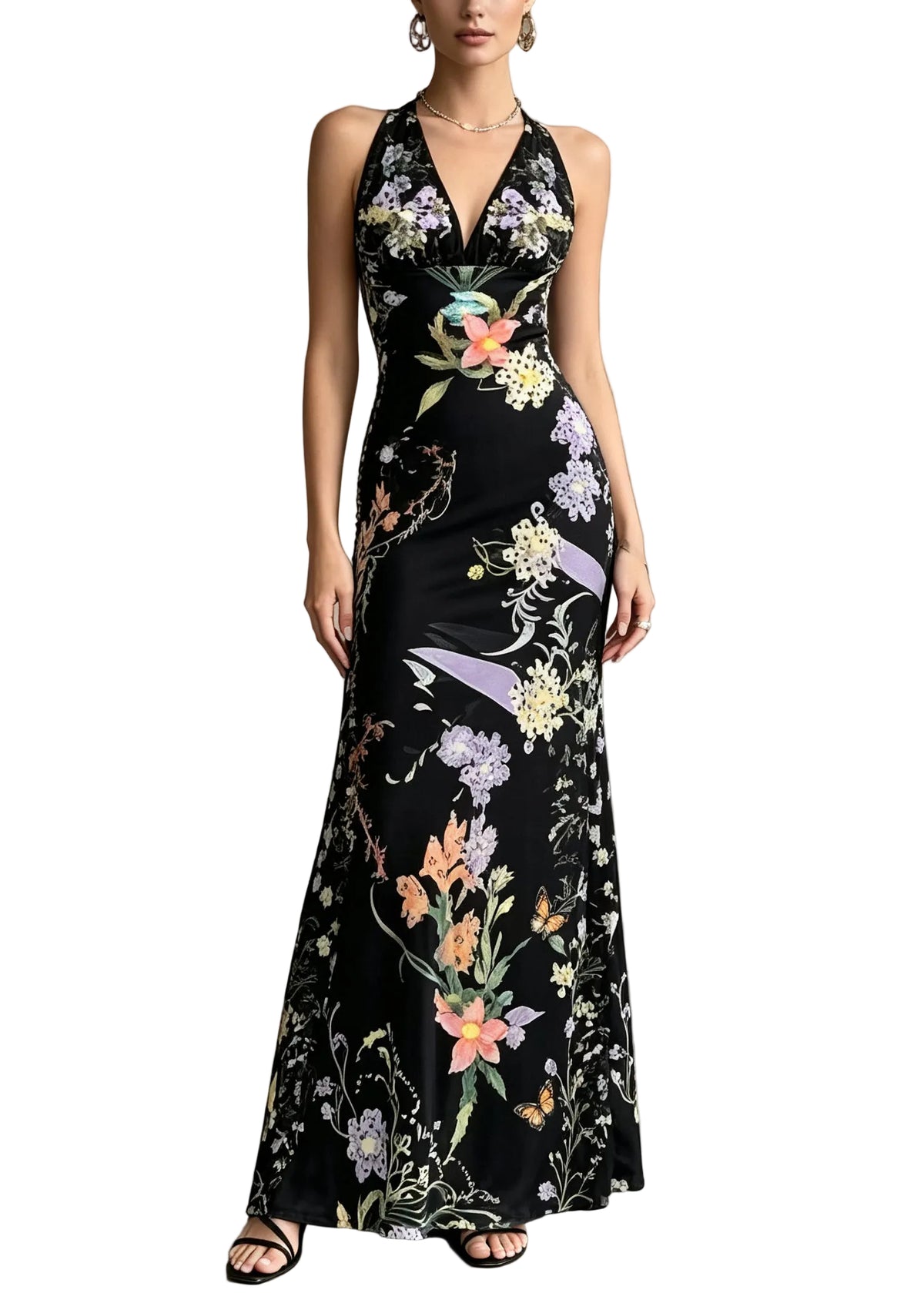 Women's Party Dress V Neck Printed Velvet Style 0