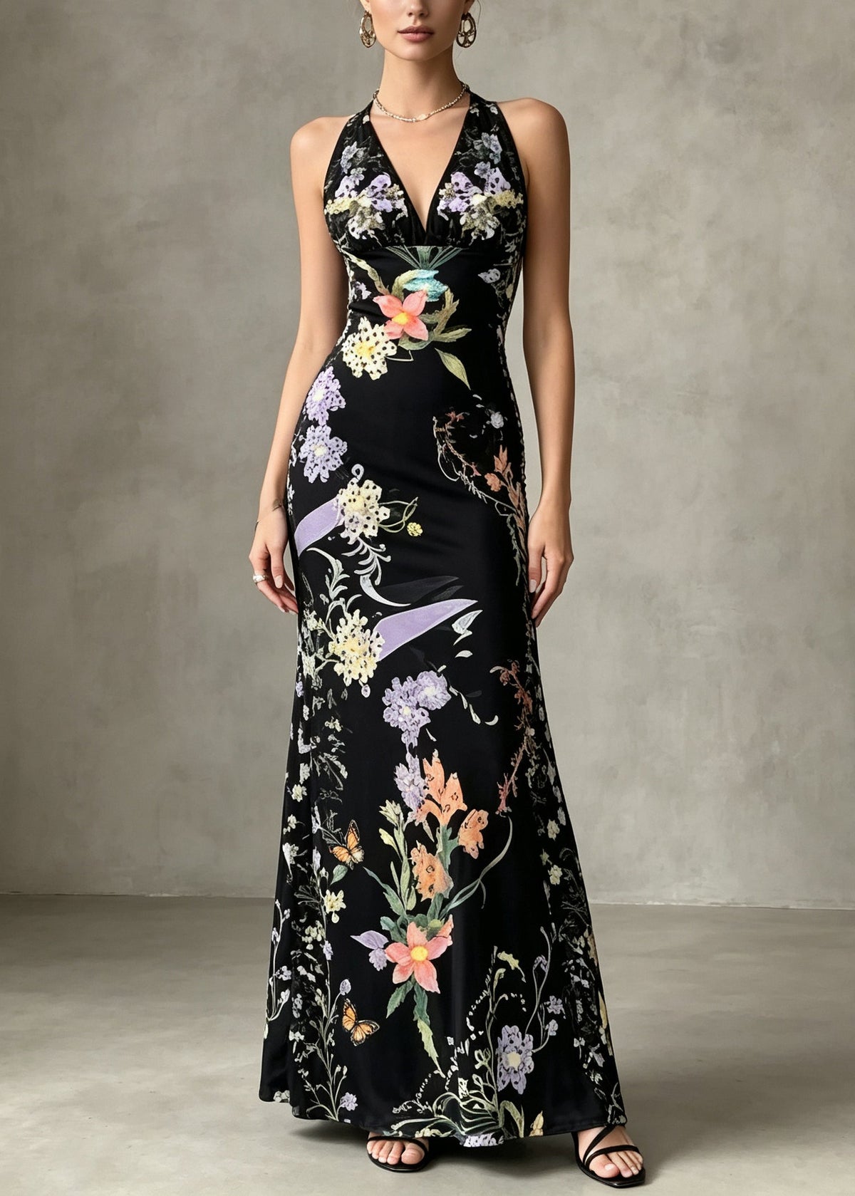 Women's Party Dress V Neck Printed Velvet Style 2