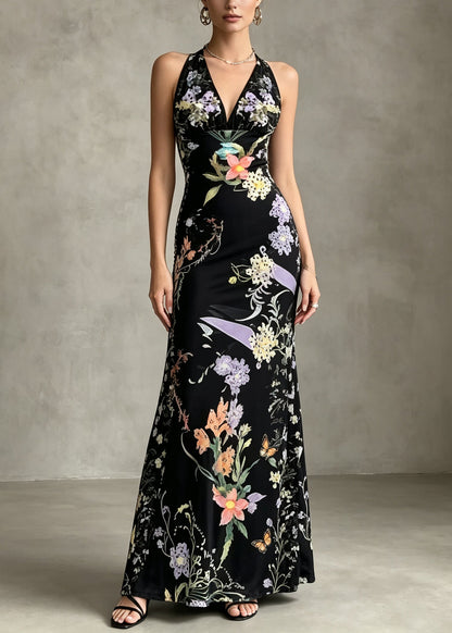 Women's Party Dress V Neck Printed Velvet Style 4